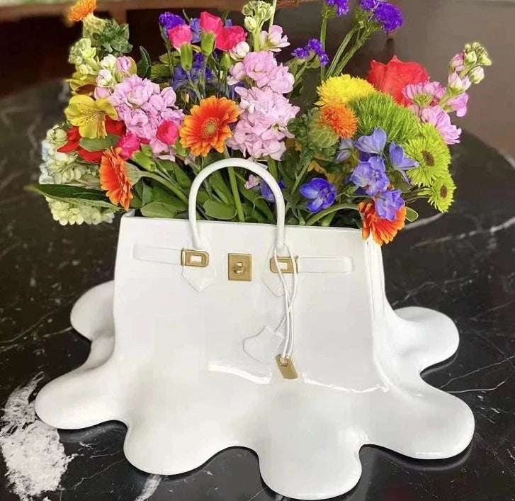 Creatitive Resin Flowers Bag Vase Home Decor Office Dining Table Bag Vase for Living Room Decor Bag Vase Luxury Sculpture (Copy) (Copy) (Copy) - Timeless Vases