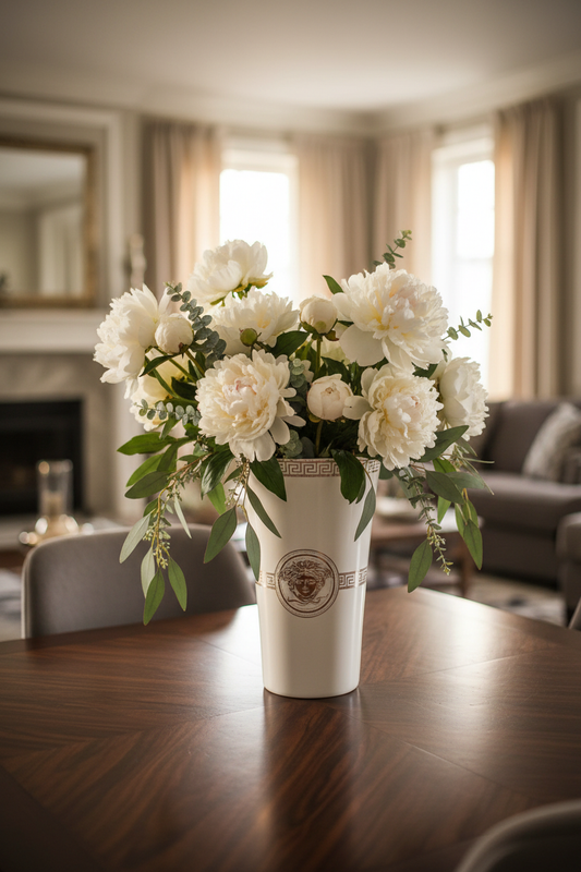 Vase Aurora Blanc avec fleurs