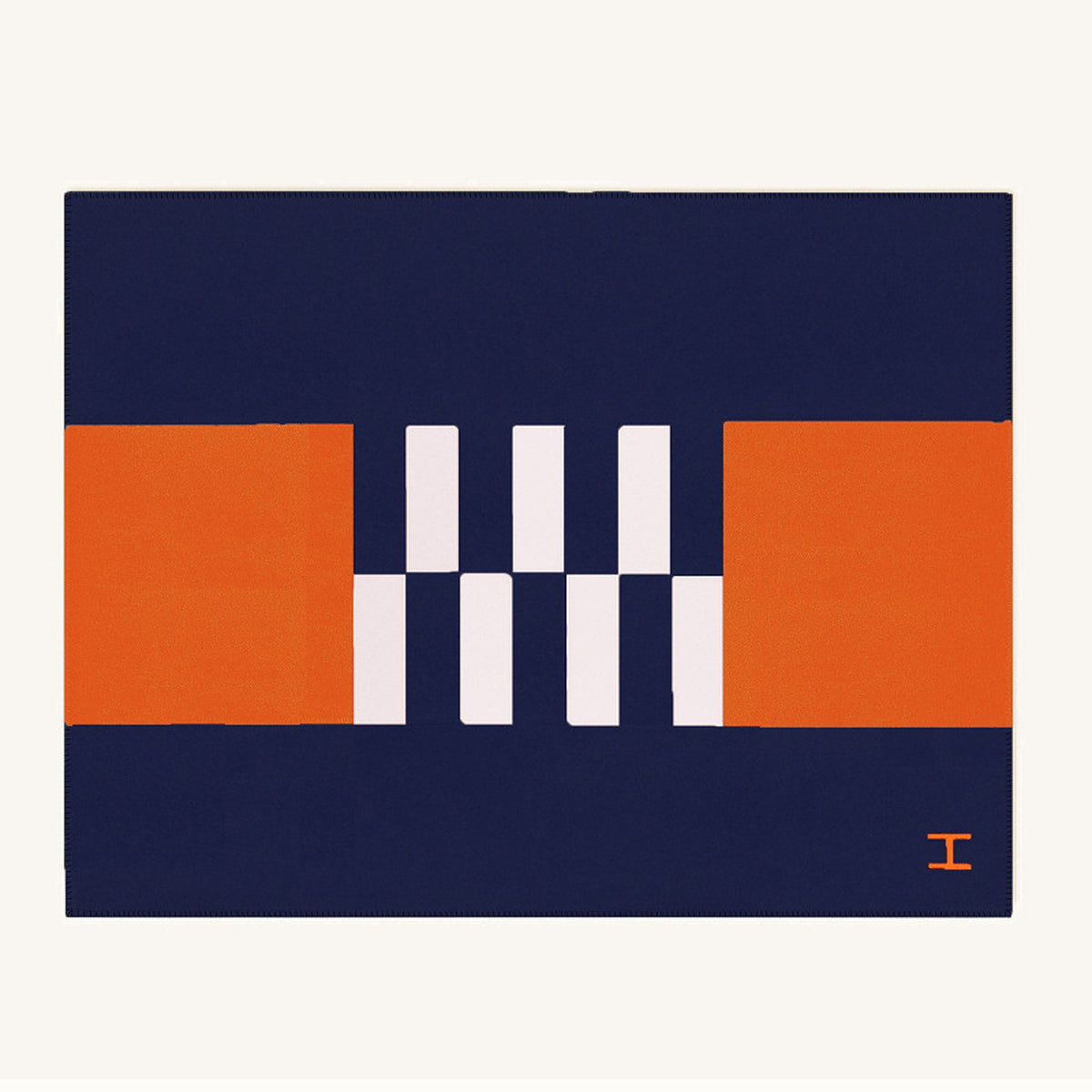 Plaid Luxe Éternel — Navy Orange Geometric